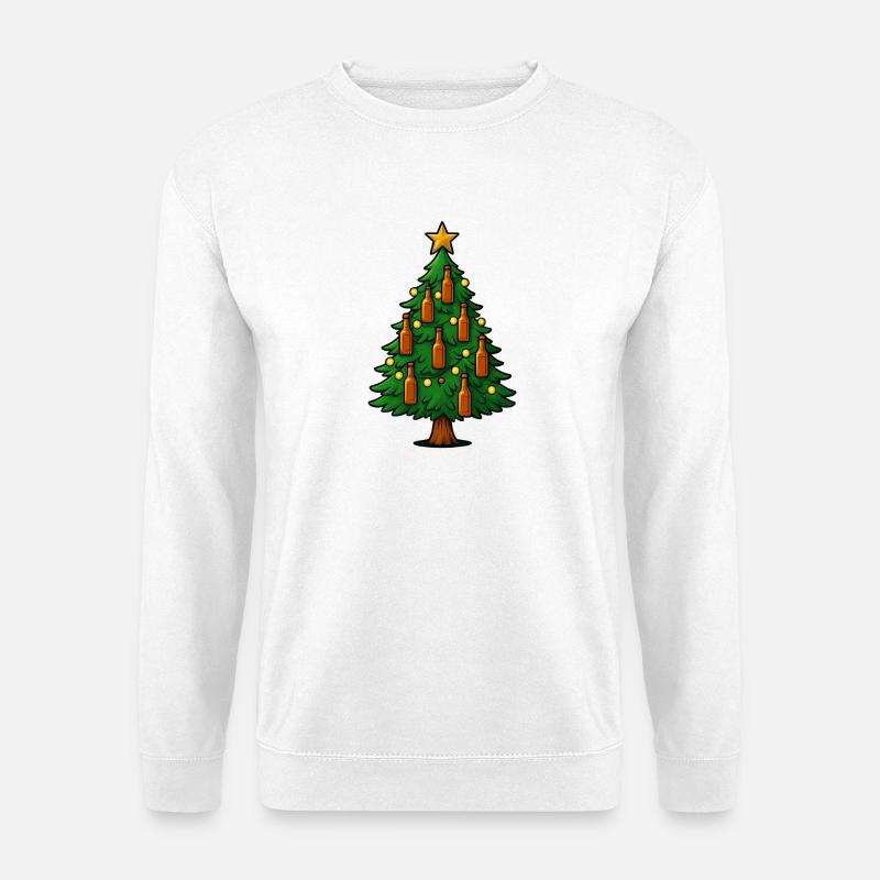 Festliche Bierflaschen Weihnachtsbaum - Unisex Pullover - Weiß