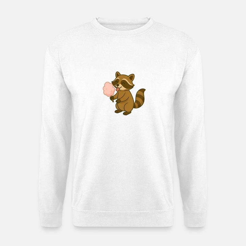 Niedlicher Waschbär mit Zuckerwatte - Unisex Pullover - Weiß