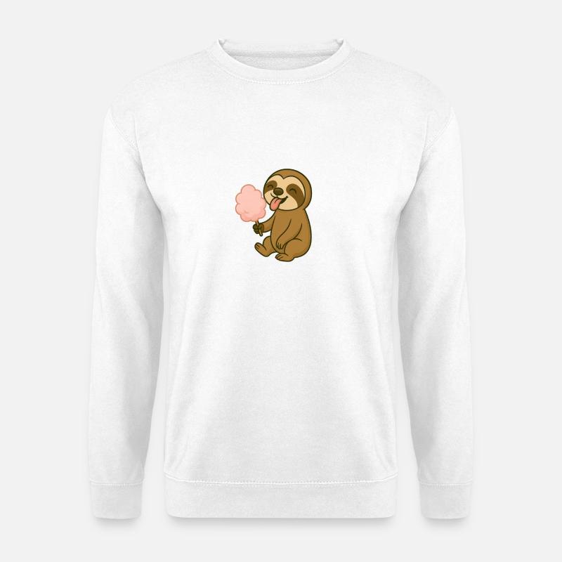 Cute sloth with cotton candy - Unisex Sweatshirt - white