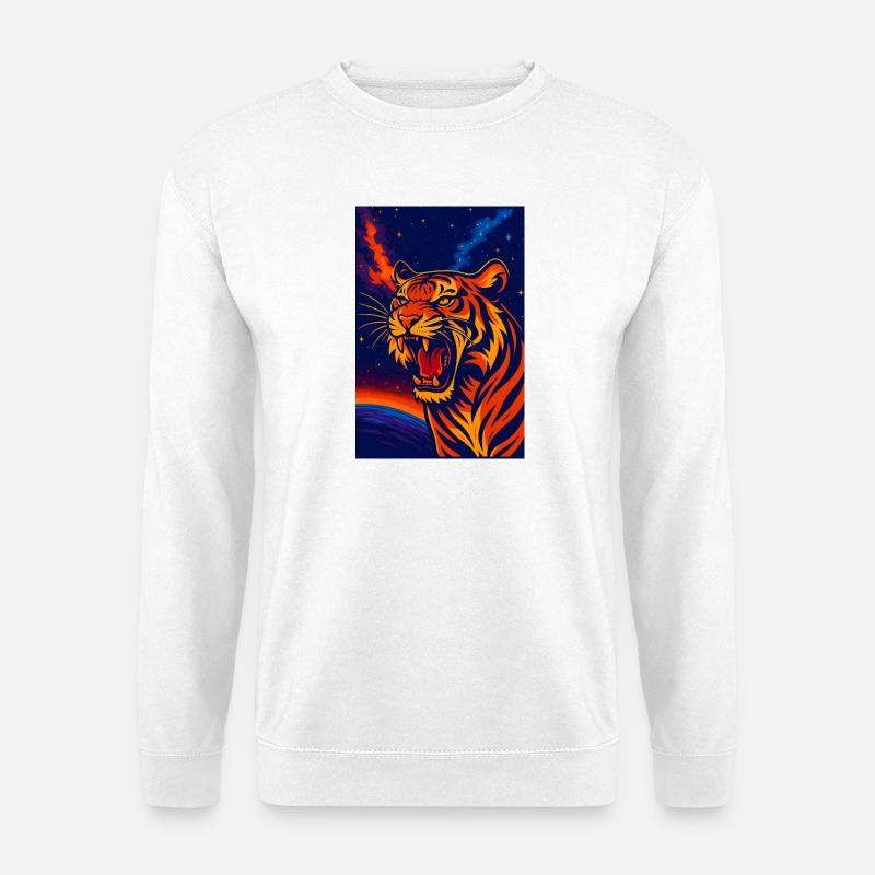 Himmlisches Tigernebel-Design, Liebestiger - Unisex Pullover - Weiß