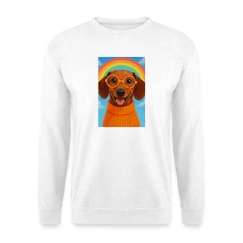 Happy Dog with Glasses and Rainbow - Unisex Sweatshirt - white - Front