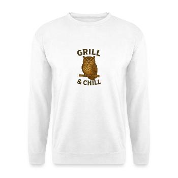 Owl with barbecue and chill motif - Unisex Sweatshirt - white - Front