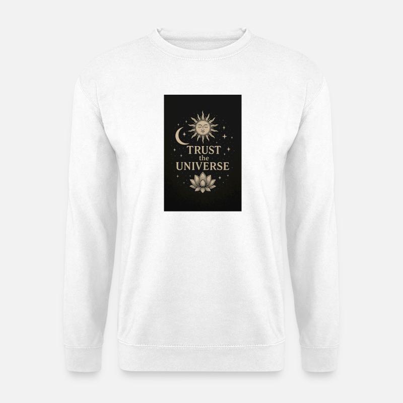 Vertrauen ins Universum mit Lotus - Unisex Pullover - Weiß