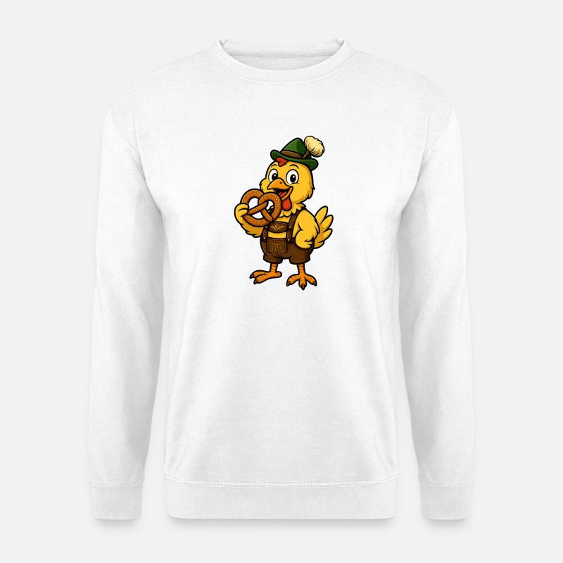 Hühnchen in der Lederhose - Unisex Pullover - Weiß