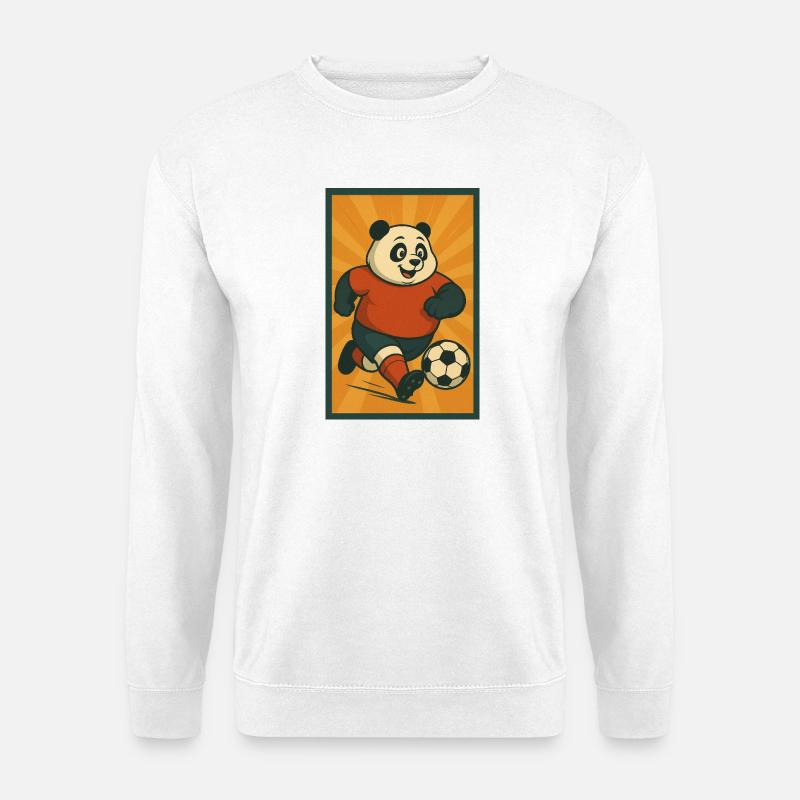 Dynamischer Fußballpanda - Unisex Pullover - Weiß