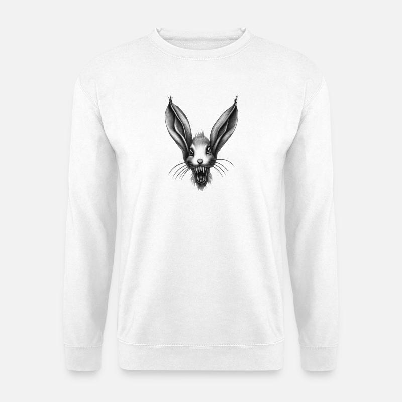 Räuberisches surreales Kaninchen - Unisex Pullover - Weiß