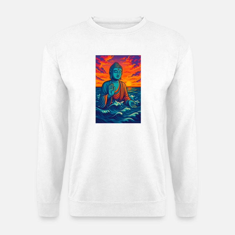 Serene Buddha by Sunset - Unisex Sweatshirt - white