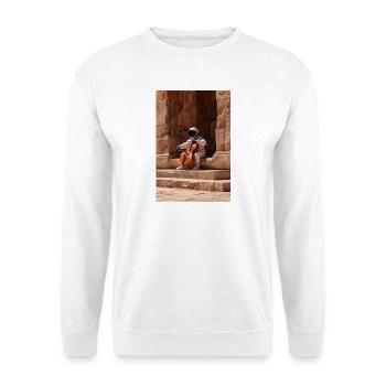 Astronaut spielt Cello in antiken Ruinen - Unisex Pullover - Weiß - Vorne