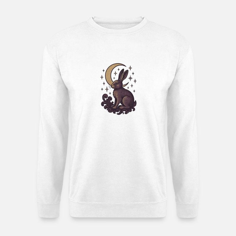 Himmlischer Hase Mystische Illustration - Unisex Pullover - Weiß