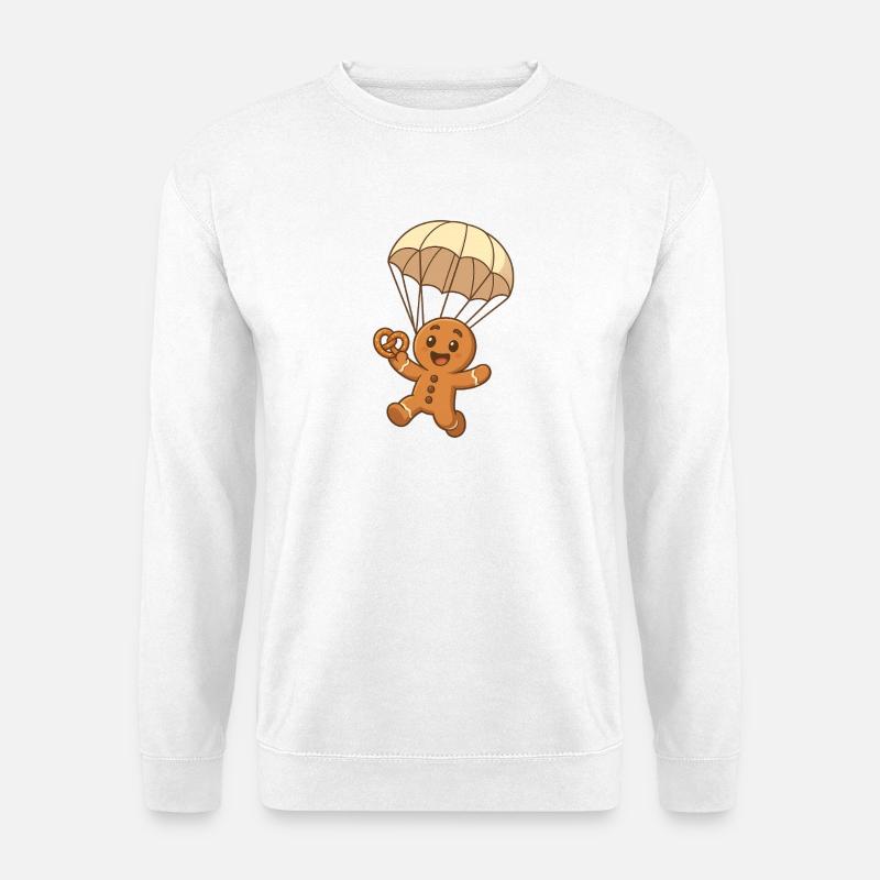 Mannele Lebkuchen mit Fallschirm - Unisex Pullover - Weiß