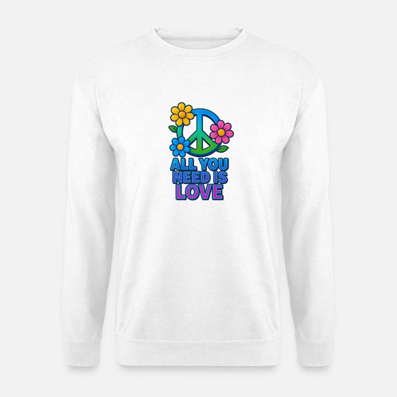 Friedliche Liebe Blumen Friedenszeichen Design - Unisex Pullover - Weiß