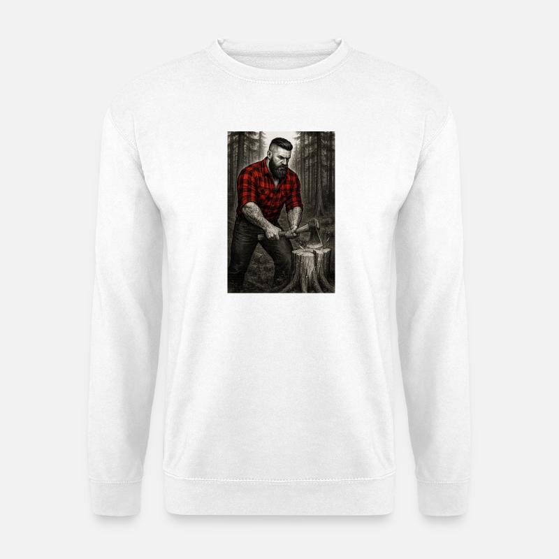 Holzfäller im Wald - Unisex Pullover - Weiß