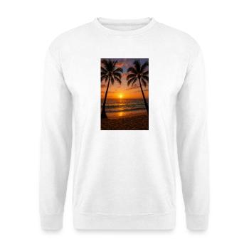 Sonnenuntergang am Strand mit Palmen - Unisex Pullover - Weiß - Vorne