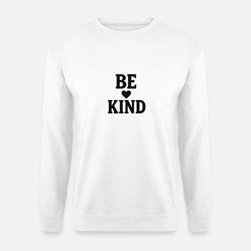 Be Kind Handlettering Herz | Positive Botschaft - Unisex Pullover - Weiß