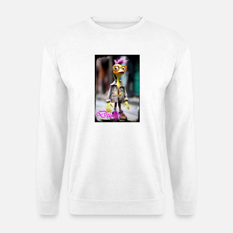 Ausgefallene Duckly-Figur mit Punk-Stil - Unisex Pullover - Weiß