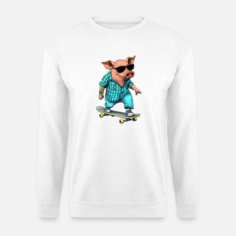 Skater Schwein - Unisex Pullover - Weiß