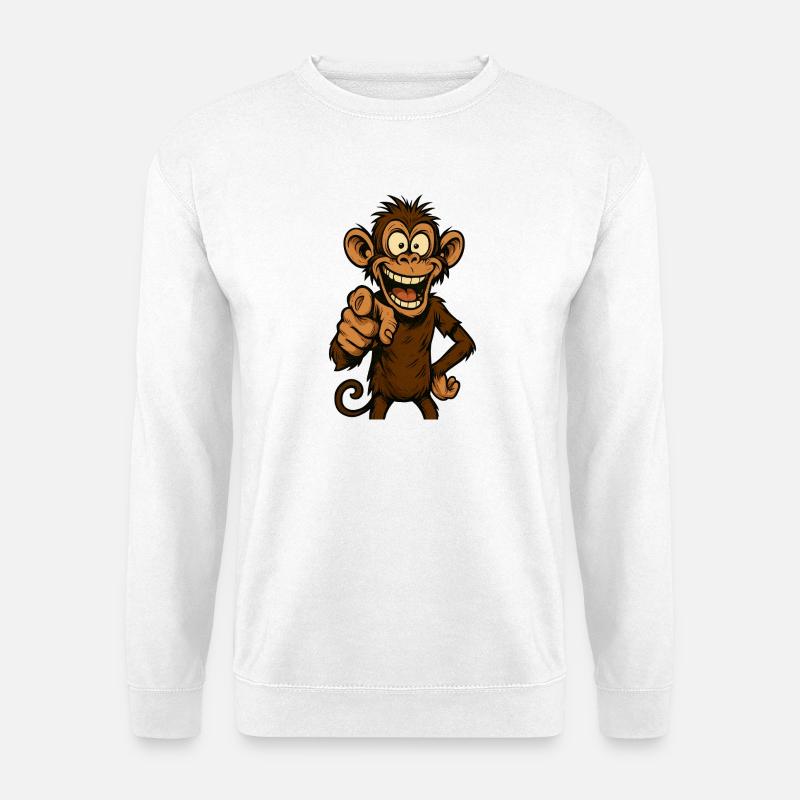 Playful monkey with a smile - Unisex Sweatshirt - white