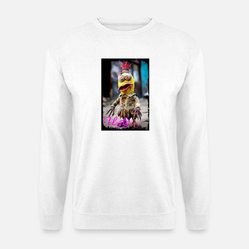Expressive Trash Character Doll Illustration - Unisex Sweatshirt - white
