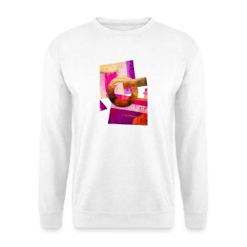 Abstraktes Design mit Gold, Pink und Lila - Unisex Pullover - Weiß - Vorne