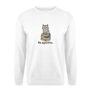 Chat grognon sur pile de livres - Unisex Sweatshirt - white - Front