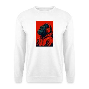 Gorilla in Hoodie with Headphones - Unisex Sweatshirt - white - Front