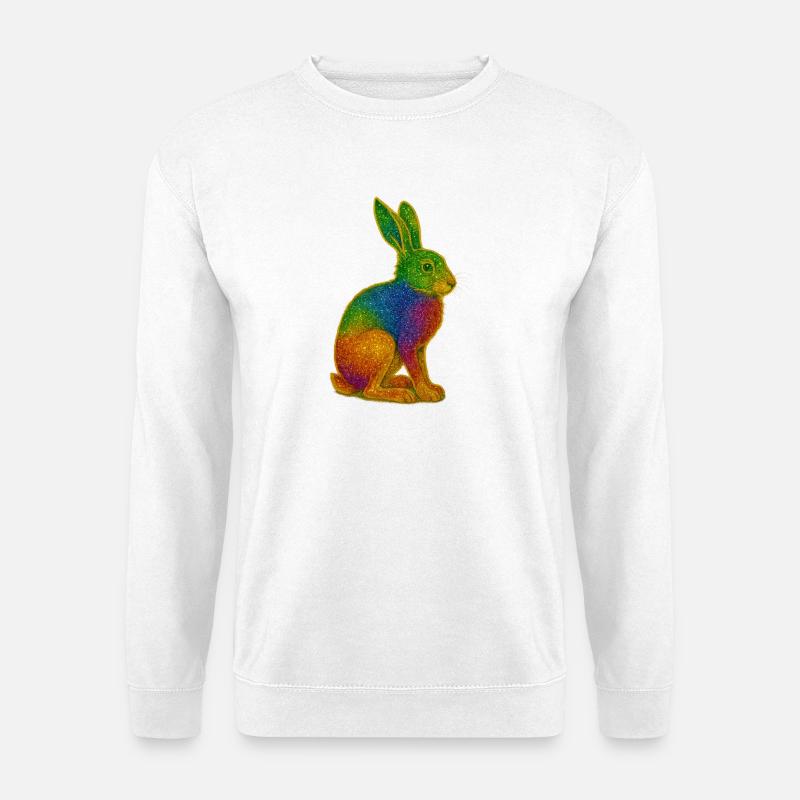 Regenbogen Hase mit Glitzereffekt - Unisex Pullover - Weiß