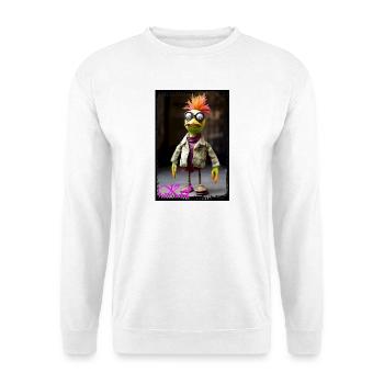 Marionnette oiseau avec lunettes et vêtements chics - Sweat-shirt Unisexe - blanc - Devant