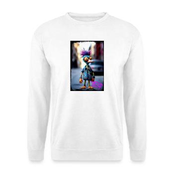 Poupée poussin fou Oiseau avec coiffure colorée - Sweat-shirt Unisexe - blanc - Devant