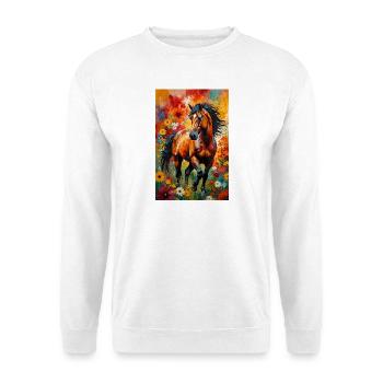 Cheval abstrait fleurs cadeau amoureux des chevaux - Sweat-shirt Unisexe - blanc - Devant