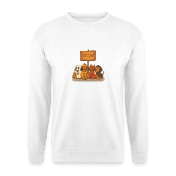 Dogs in Halloween Costume Trick or Treat Sign - Unisex Sweatshirt - white - Front