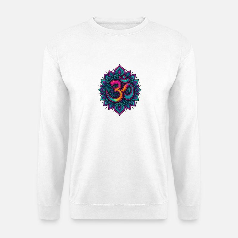 Psychedelisches Om Goa Mandala - Unisex Pullover - Weiß