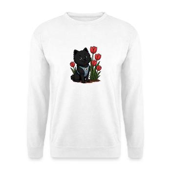 Süßer Spitz Hund mit Tulpen - Unisex Pullover - Weiß - Vorne