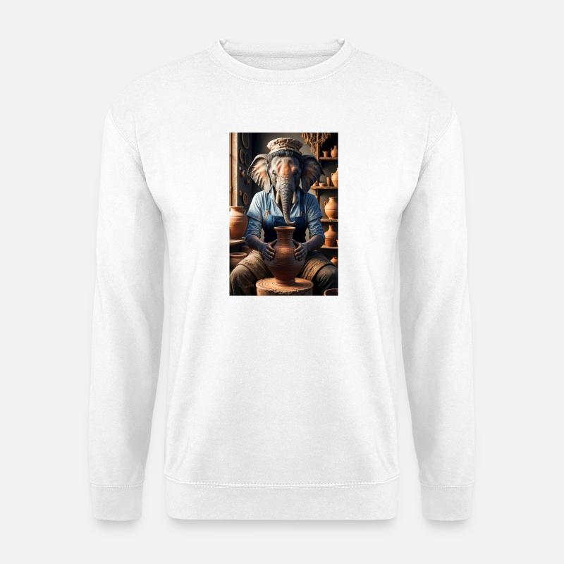 Elefante Humaonoide Alfarera - Unisex Pullover - Weiß