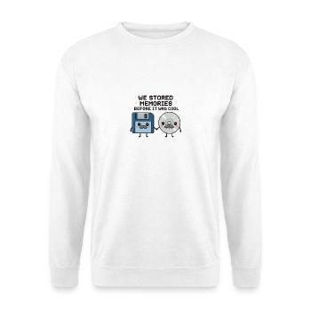 Kawaii Oldschool Tech – Floppy Disk & CD Cartoon - Unisex Sweatshirt - white - Front