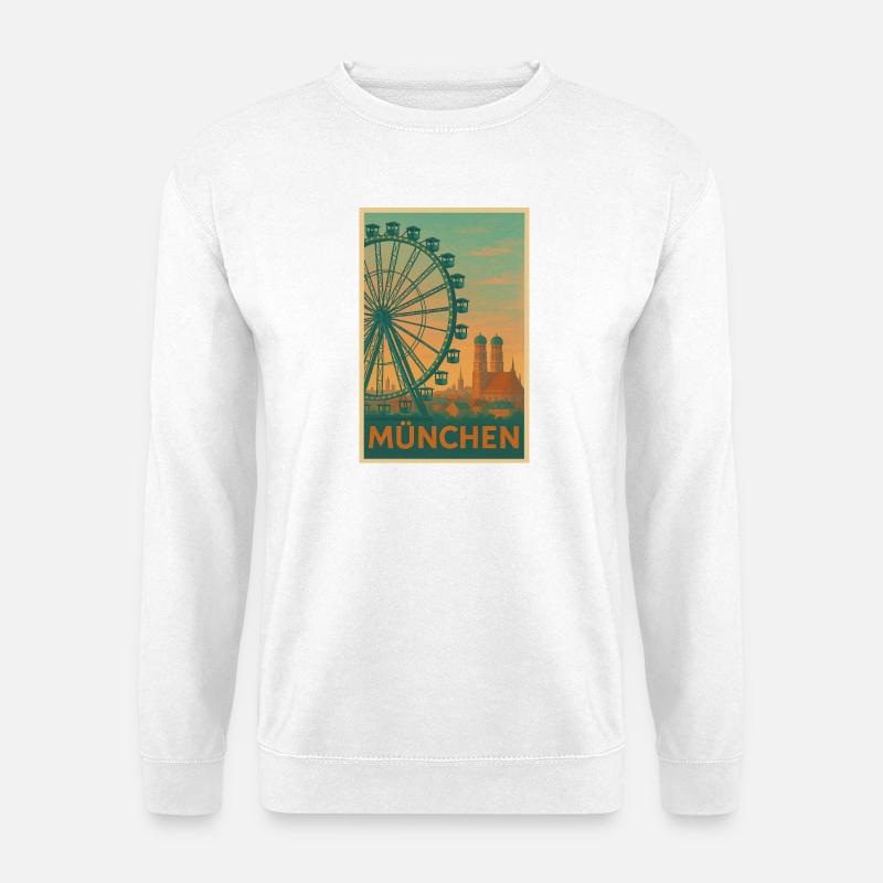Historischer Münchner Riesenrad-Silhouette - Unisex Pullover - Weiß