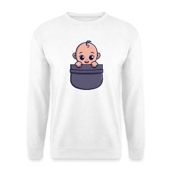 Bébé de Poche Pocket Baby Cadeau Mignon et Drôle - Sweat-shirt Unisexe - blanc - Devant