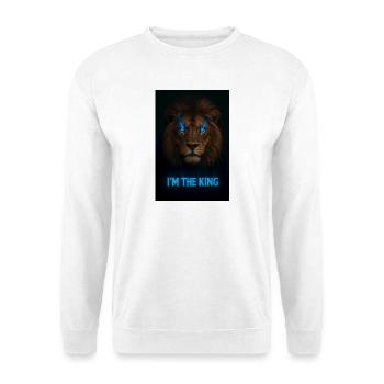 Löwenkopf mit blauer Magie und Titel - Unisex Pullover - Weiß - Vorne