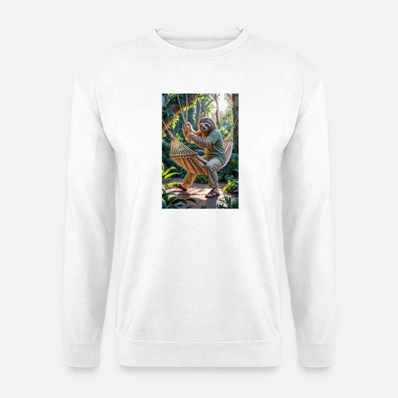 Humanoides Faultier im Regenwald - Unisex Pullover - Weiß