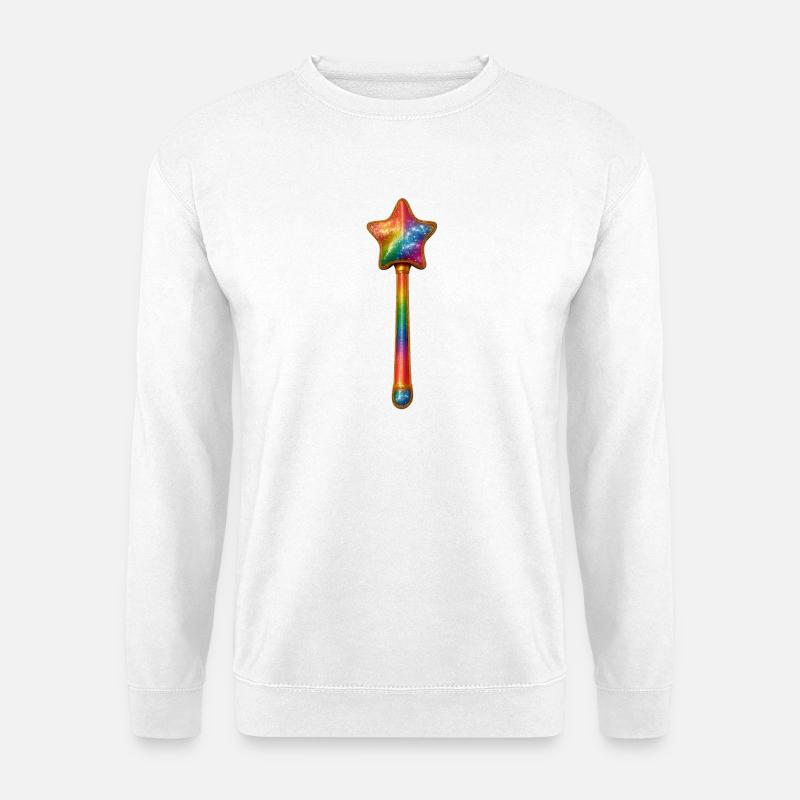 Rainbow Star Wand Design - Unisex Sweatshirt - white