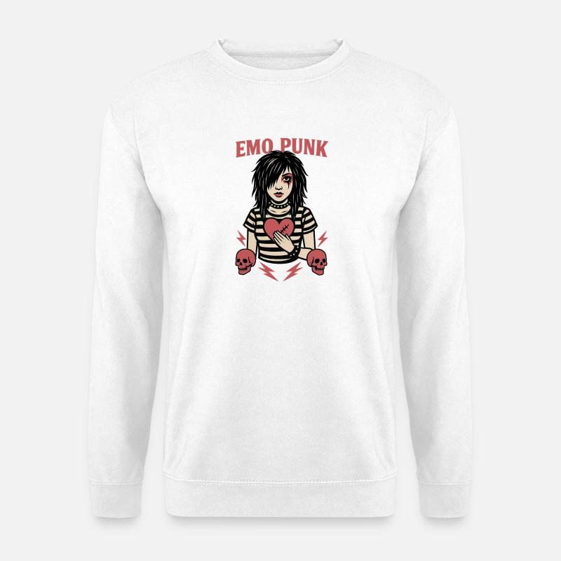 Emo Punk Herzschmerz Illustration - Unisex Pullover - Weiß