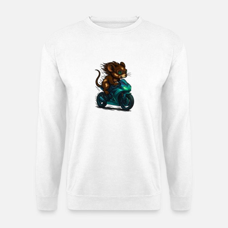 Motorrad Maus - Unisex Pullover - Weiß