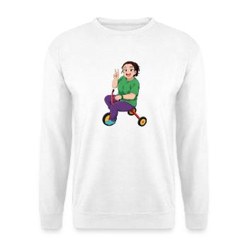 Colorful cartoon character on bike - Unisex Sweatshirt - white - Front