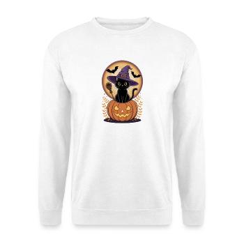 Witch cat with pumpkin view - Unisex Sweatshirt - white - Front