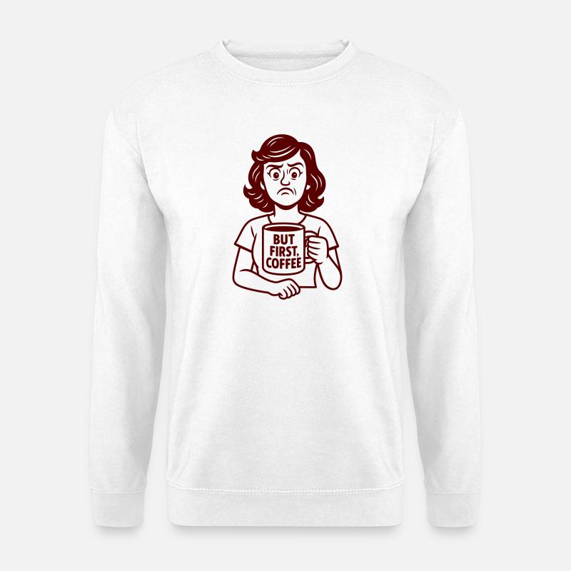 Morgenmuffel Frau mit Kaffee - Unisex Pullover - Weiß