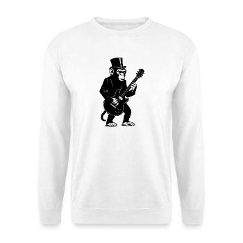 Singe élégant avec guitare dans un chapeau haut de forme - Sweat-shirt Unisexe - blanc - Devant