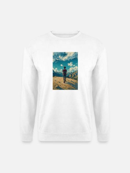 Bergentdecker auf Blue Sky Landscape - Unisex Pullover - Weiß