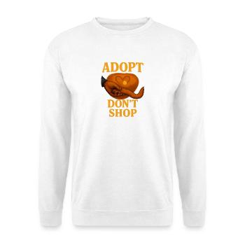 Einfühlsames Katzenadoptionsdesign - Unisex Pullover - Weiß - Vorne - Alina (178cm) & Michal (187cm)