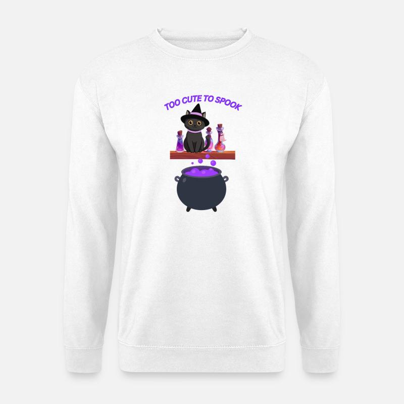 Chat sorcière mignon avec potion magique - Sweat-shirt Unisexe - blanc