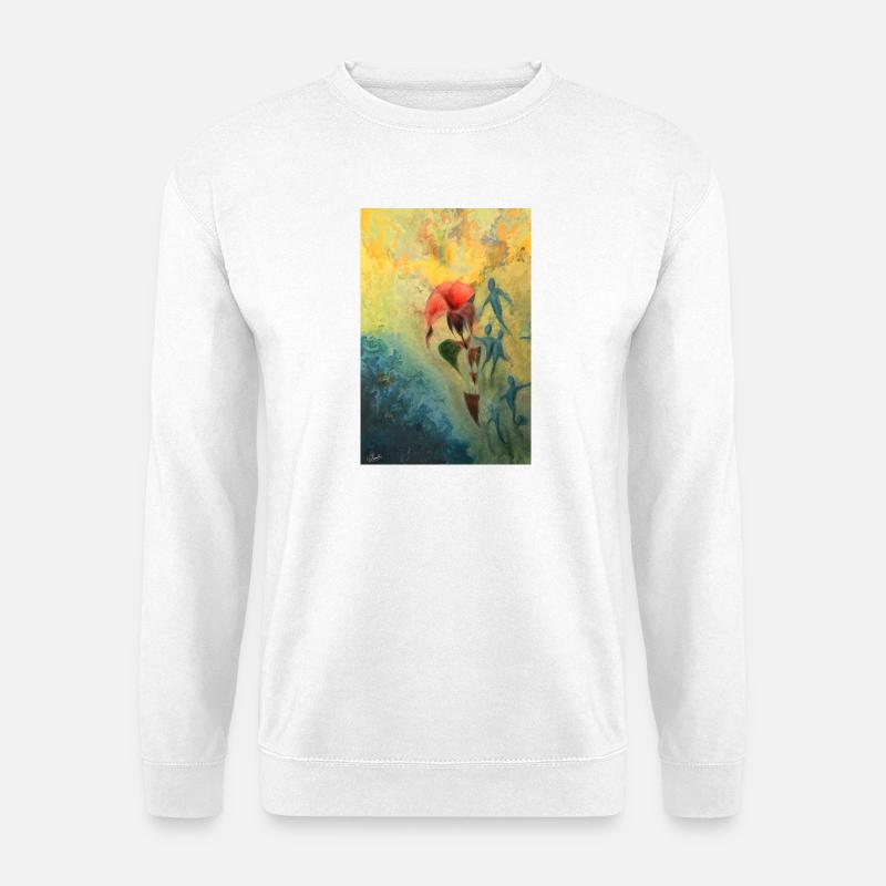 Abstrakte Blumenszene - Unisex Pullover - Weiß
