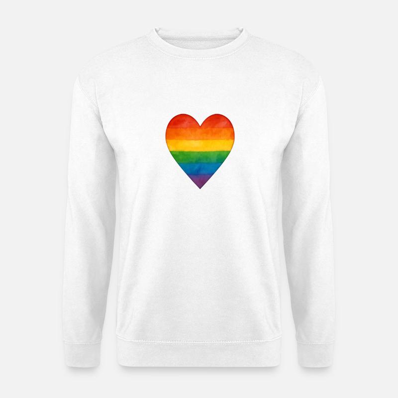 Regenbogen-Herz Symbol für Vielfalt - Unisex Pullover - Weiß